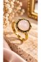 Adjustable Vintage Women's Copper Ring with Pink Quartz Natural Stone - 3