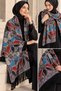 Women's Cashmere Textured Shoulder Shawl and Scarf Royal Mosaic Embroidered Pattern Soft Textured Fringed 70 × 200 cm