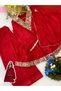Red Chinon Mirror-Work Kurta Sharara Suit Set - FFT101015 | Red-Size:XL-42-Inches