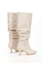 Women's Drawstring Detailed Thin Heeled Knee-Length Boots - 2