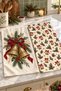 Golden Bell Wishes Golden Bell Burgundy Bow Pine Branch Christmas Patterned 2-Piece Kitchen Towel Set 35X55 - 6