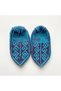 Çeyizlik Winter Hand Knitted Booties – Blue Burgundy Patterned – Size 36-37 - 3