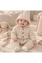 Hooded, Diamond and Knit Patterned, Wooden Buttoned Knitwear Baby Romper - 3