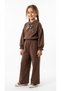 Girls' Seasonal Suit Brown Color Stylish Model Top and Bottom Set Oysoh Fabric Wide Legs - 6