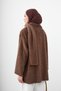 Women's Plush Detailed Shawl Knitwear Cardigan Brown - 5