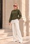 Women's Skirt Hem Lace Detailed Crew Neck Knitwear Sweater 8015 - 4