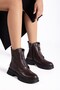 Genuine Leather Orthopedic Women's Boots Brown with Front Zipper - 4