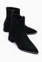 Women's Thick Short Heeled Boots Black Suede Flat Tpu Vardola Sole