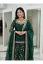 Green Fendy Silk Embellished Sharara Suit Set - HRT101011 | Green-Size:2XL-44-Inches - 3