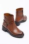 Genuine Leather Women's Heeled Boots with Brown Fur Accessories and Round Toe - 3