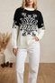 Women's Snow Themed Crew Neck Long Sleeve Knitwear Sweater
