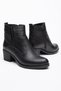 Genuine Leather Women's Heeled Boots with Black Fur and Elastic Side