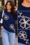 Women's Crew Neck Floral Detailed Knitwear Sweater - 3