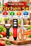 3-Piece Multi-Functional Kitchen Scissors Set – Vegetable, Meat, and Lid Opener Scissors, Sharpener, and Peeler