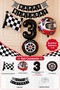 Party 8 Years Old Race Themed Birthday Decoration Set 4-Piece Foil Balloon Helmet Tire Checkered Flag Happy Birthday Banner 1-9 Years - 2