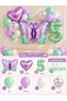Party 6 Year Old Butterfly Themed Birthday Balloon Set Lilac Green Party Decoration Set with Heart and Number Foil Balloons - 2