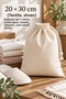 Natural Cotton 20X30 cm Cloth Pouch 10 Pieces – Drawstring Multi-Purpose Gift, Kitchen and Storage Pouch - 2