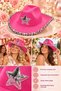 Bride to Be Pink Star Cowboy Hat with Sequin Brim Bachelorette Bridal Party Hat - 3