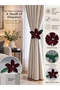 Handmade Chenille Fabric Burgundy Floral Background Curtain Holder – Decorative Curtain Collector and Curtain Accessory - 2