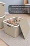 40Lt Storage Box with Lid - Children's Baby Room Organizer Multi-Purpose Item Toy Organizer Beige - 5