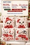 Christmas Themed Set of 4 Decorative Throw Pillow Covers, Red and White Christmas Decor with Penguin Rabbit Cat and Cute Animal Patterns - 4
