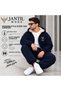 Men's 3 Threaded Yarn Tracksuit Set with Fur Lining and Hooded Jacket