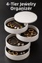 4-Tier Rotating Jewelry and Gem Organizer – Cylinder Storage Box Nightstand Organizer (10 X 1 - 2