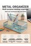 Metal File 3 Compartment Desktop Organizer Pen Holder Note Holder Set Pastel Green - 5