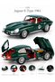 1:24 Scale Green Jaguar E-Type 1961 Metal Classic Car Model with Openable Hood and Doors, Lights and Sound