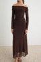 Brown Stone Printed Long Sleeve Shift Cut Maxi Evening & Graduation Dress Tpraw27Ae00038 - 3
