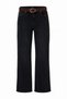 Black Brown Belted Slightly Stretchy Normal Waist Bootcut Jeans Twoaw27Je00141