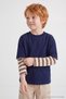 Navy Blue Boys' Cotton Basic Knitted T-Shirt Tkdaw27Ts00028 - 3