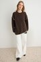 Brown Crew Neck Contrast Detailed Knitwear Sweater Twoaw27Kz00336 - 2