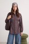 Brown Blue Waist Tie Detailed Striped Woven Shirt Tctss25Tg00003 - 3
