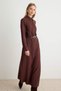 Brown Shirt Collar Shift/Straight Cut Maxi Woven Dress Tctss26El00001 - 2
