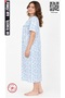 Women's Short Sleeve Patterned Combed Cotton Nightgown Blue - 2