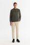 Men's Khaki Crew Neck 3 Thread Raised Printed Regular Fit Sweatshirt A42Y1306 - 5