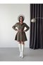 Women's Plaid Patterned Buttoned Leather Belted Mini Dress - 5