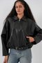 Black leather bomber jacket