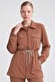 Pocketed Waist-Cinched Double Suit Set Brown - 4