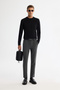 Men's Black High Crew Neck Rayon Non-Pilling Regular Fit Knitwear Sweater A42Y5001 - 5