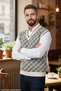Men's Steel Mesh Plaid Patterned Thick Knitwear V-Neck Knitwear Knitted Anti-Pilling Sweater Regular - 3