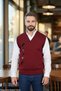 Men's Burgundy Anti-Pilling Standard Fit Regular Cut V-Neck Knitwear Sweater - 5