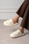 Gofin White Mini Butterflies Detailed Plush House Slippers Women's Winter Slippers