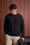 Men's Oversize Crew Neck Tokyo Written Knitwear Sweater Black - 3