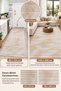 Machine Washable Non-Slip Sole Stain Resistant Beige Living Room Rug Kitchen Rug and Runner Rug - 3