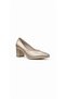 Gold Women's Genuine Leather Heeled Shoes 343.1930