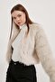 معطف ذو مظهر فاخر من الفرو الصناعي مع بطانة داخلية - 2