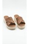 Tan Women's Genuine Leather Heeled Slippers 617.3310 - 4