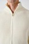 Zippered Ecru Premium Thessaloniki Knit Oversize Cardigan - 5